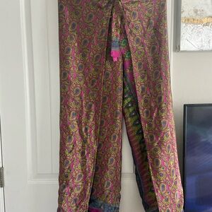 Wrap around silk reversalable pants